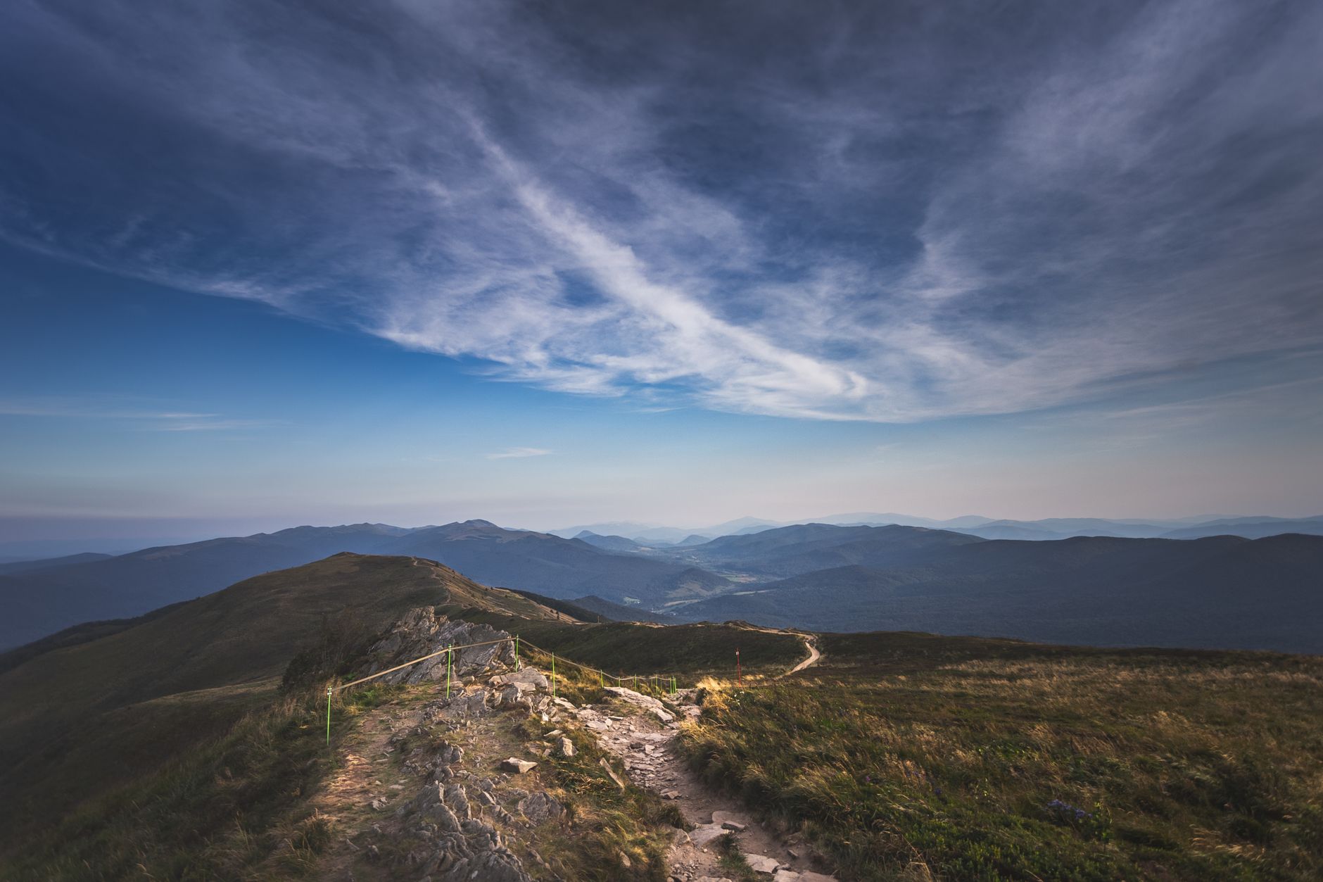 Breathtaking view of Bieszczady mountains under a vast sky, perfect for nature lovers.
